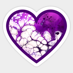 Lavender/Purple Paint Pour Heart Sticker